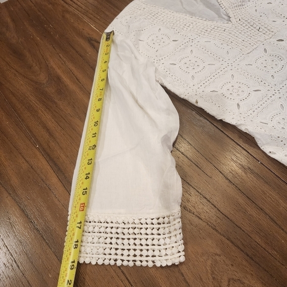 646 Main white eyelet embroidered short sleeve top tunic large 100% cotton - Picture 11 of 11